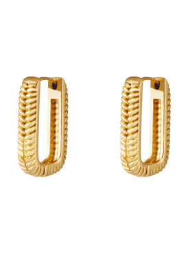 Gold Textured Square Earrings / Large