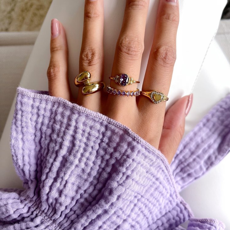 Gold Ismerie Stone Ring / Lilac
