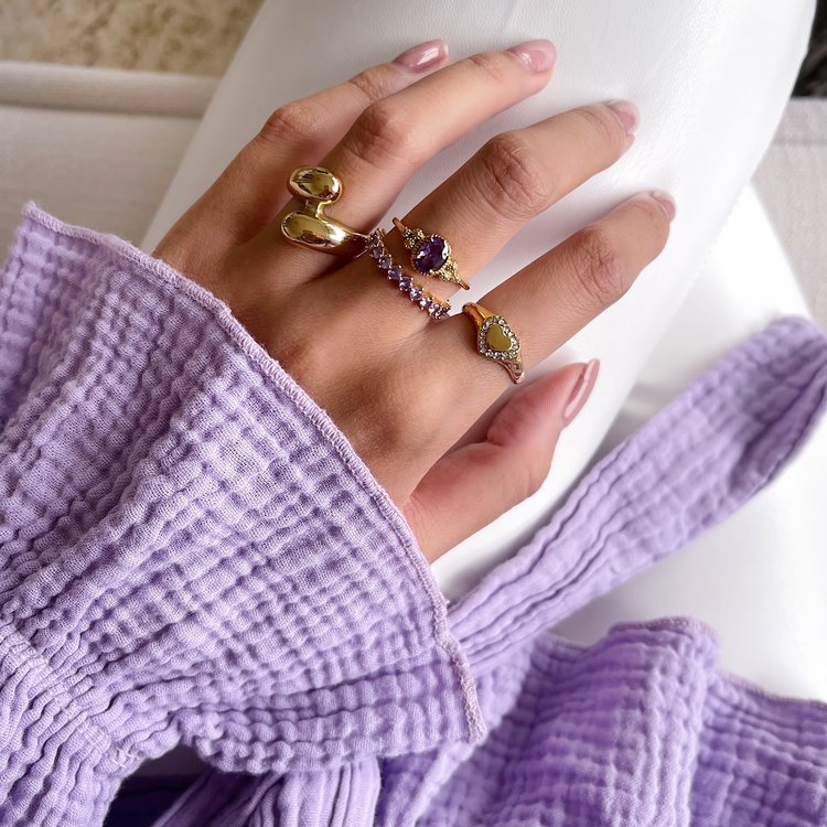 Gold Ismerie Stone Ring / Lilac