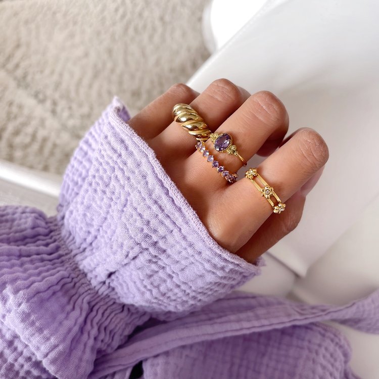 Gold Ismerie Stone Ring / Lilac