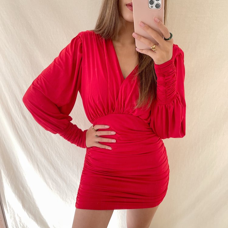 Mimmi Ruched Dress / Red