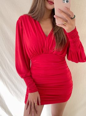 Mimmi Ruched Dress / Red