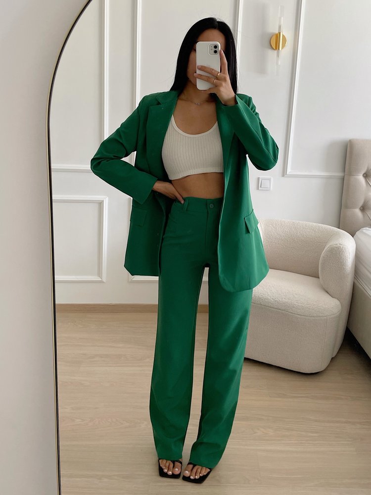 Yris Loose Fit Blazer / Dark Green