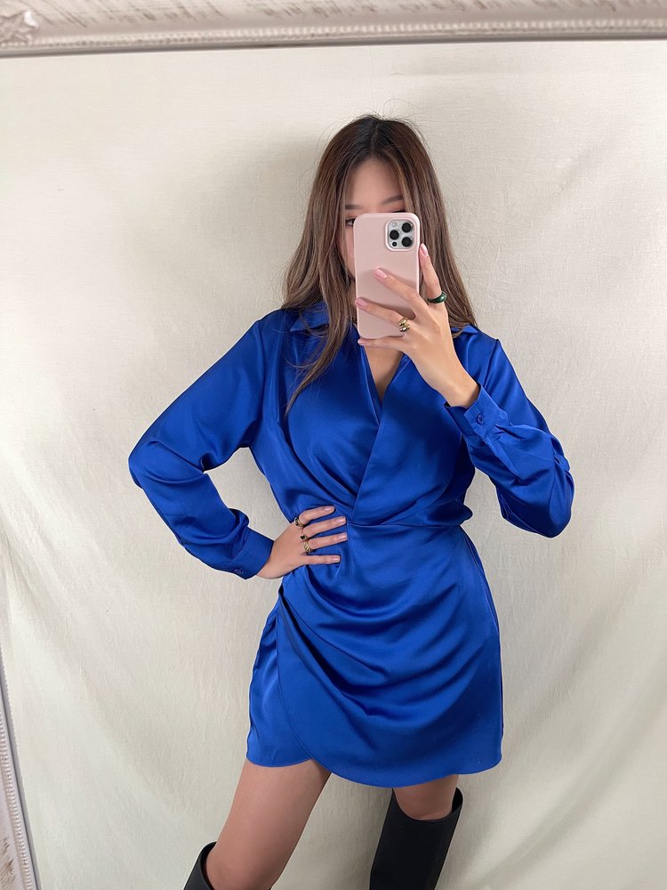 Jenai Satin Dress / Blue