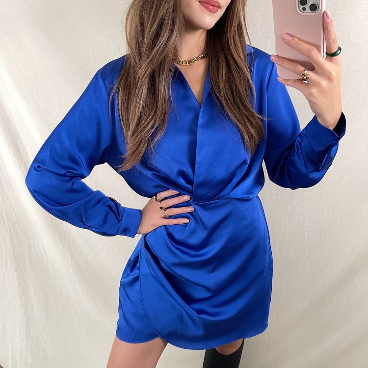 Jenai Satin Dress / Blue
