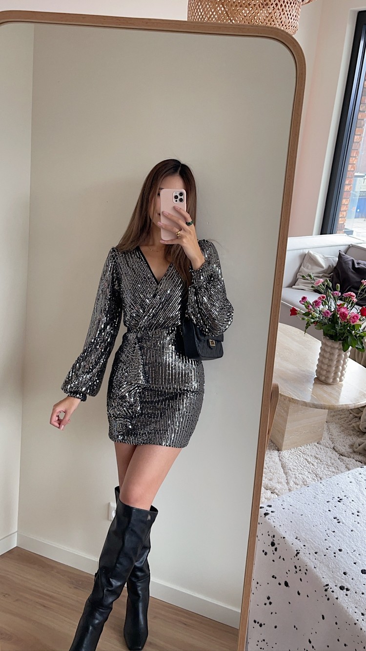 Reissa Sequin Dress / Silver