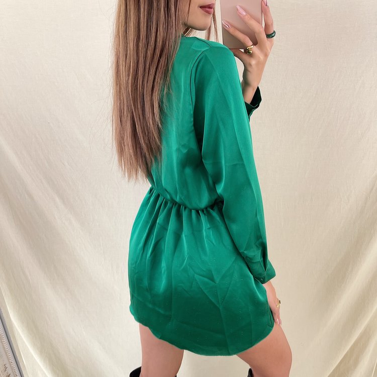 Jenai Satin Dress / Green