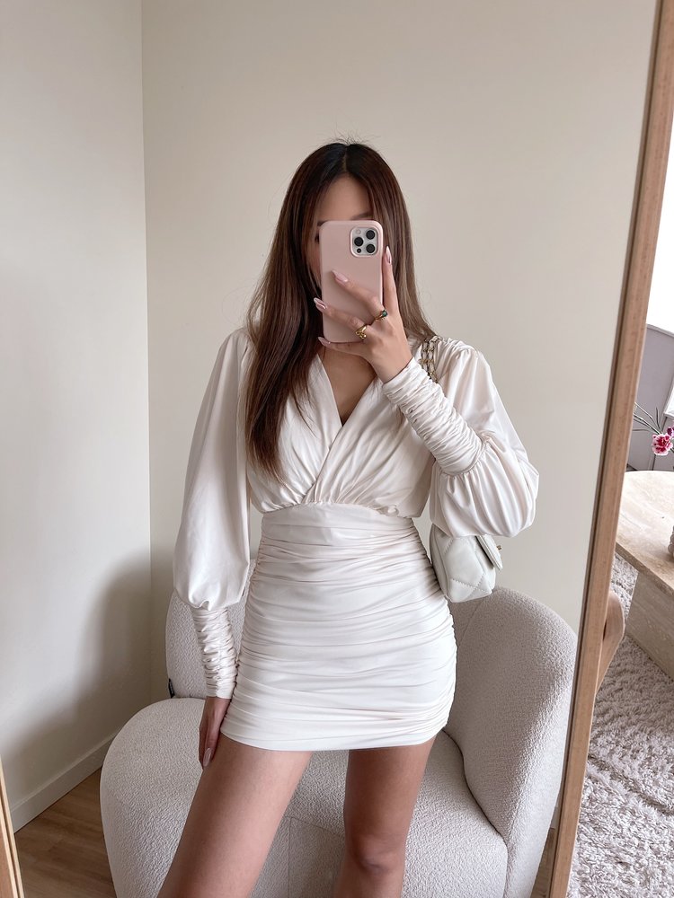 Mimmi Ruched Dress / Ecru