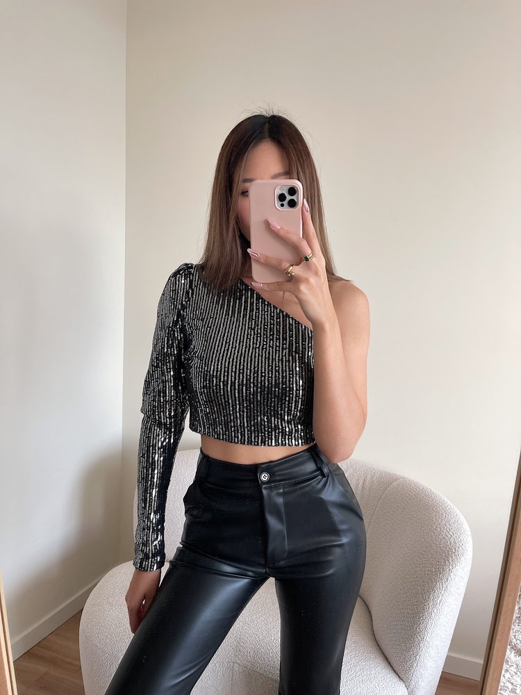 Ruby Sequin Crop Top / Silver