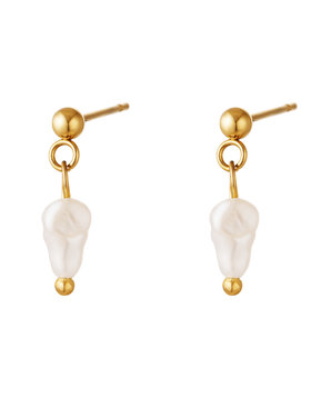 Gold Little Pearl Stud Earrings
