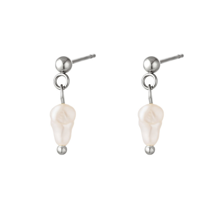 Silver Little Pearl Stud Earrings