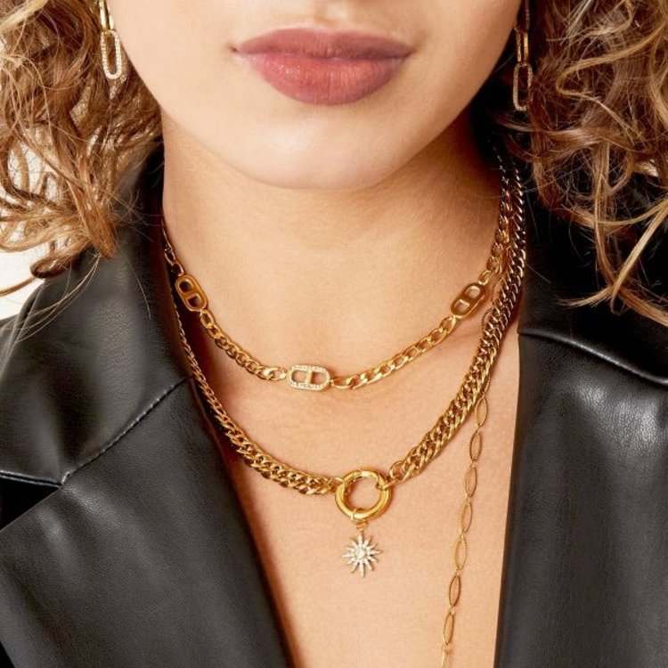 Silver Sparkle Interlink Chain Necklace