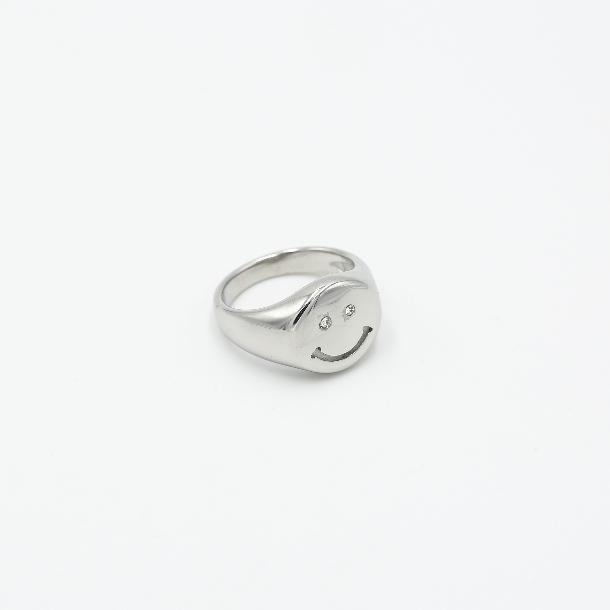 Smiley face signet ring silver discount