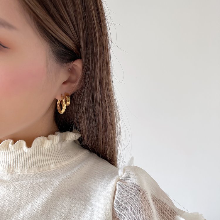 Gold Textured Twist Hoop Earrings