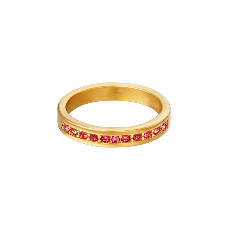 Gold Sparkle Band Ring / Pink