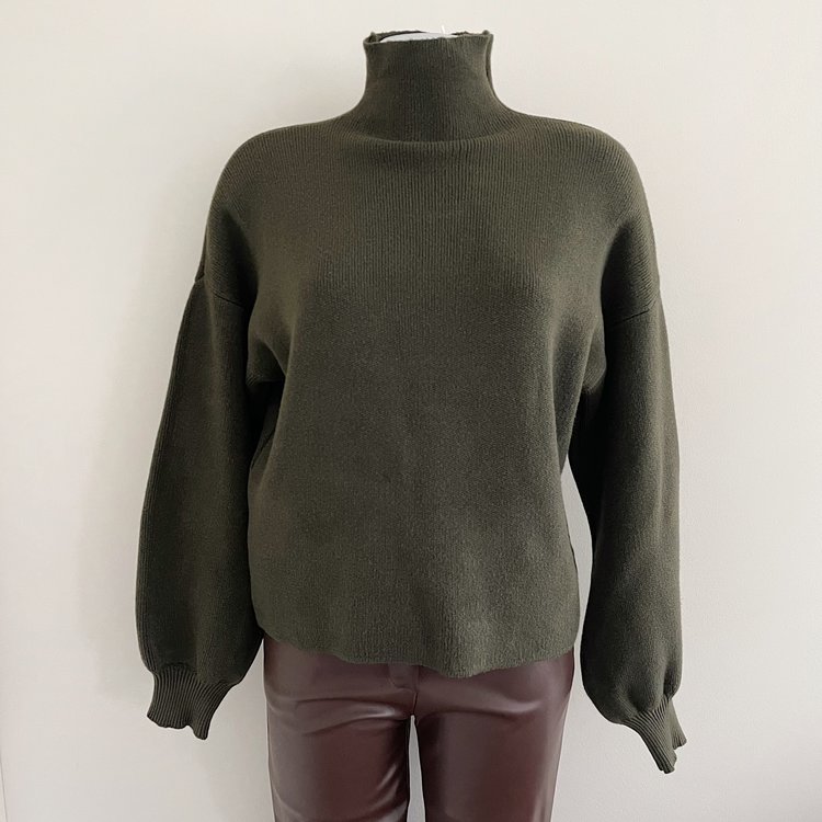 Jennie Puff Sleeve Sweater / Army Green