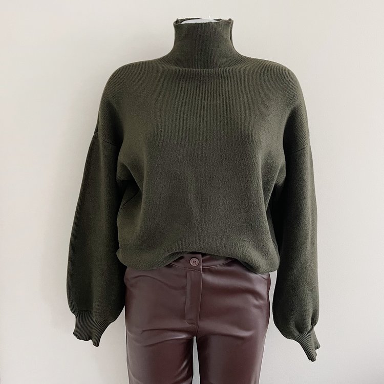 Jennie Puff Sleeve Sweater / Army Green