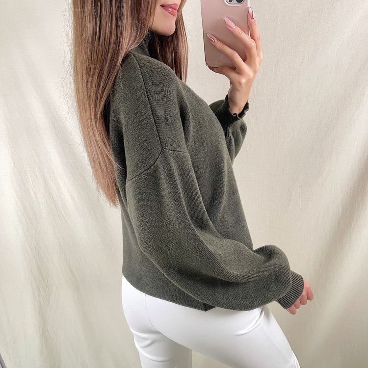 Jennie Puff Sleeve Sweater / Army Green