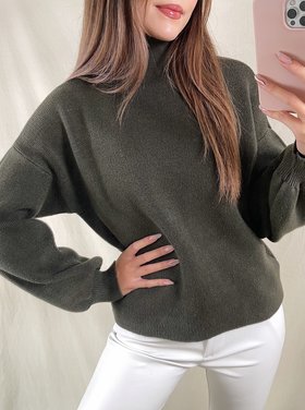 Jennie Puff Sleeve Sweater / Army Green