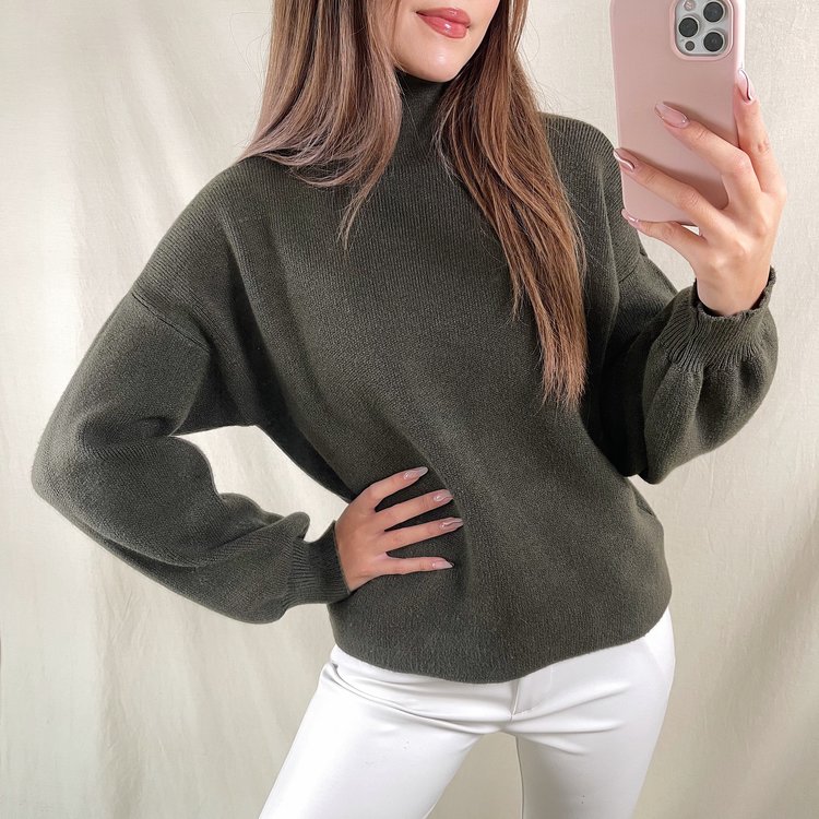Jennie Puff Sleeve Sweater / Army Green