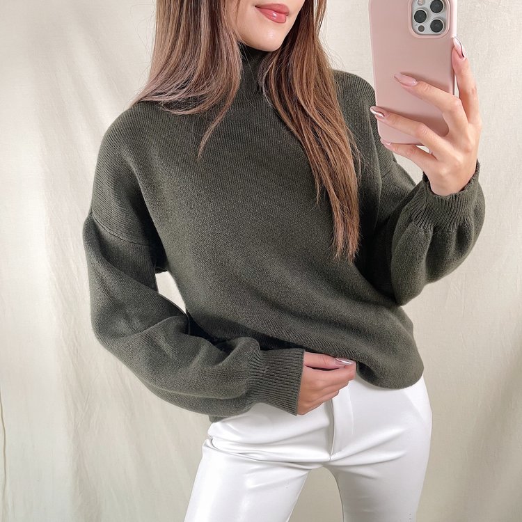 Jennie Puff Sleeve Sweater / Army Green