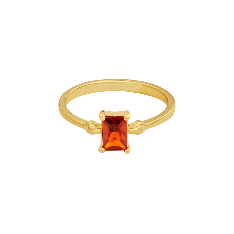 Gold Jewel Stone Ring / Red