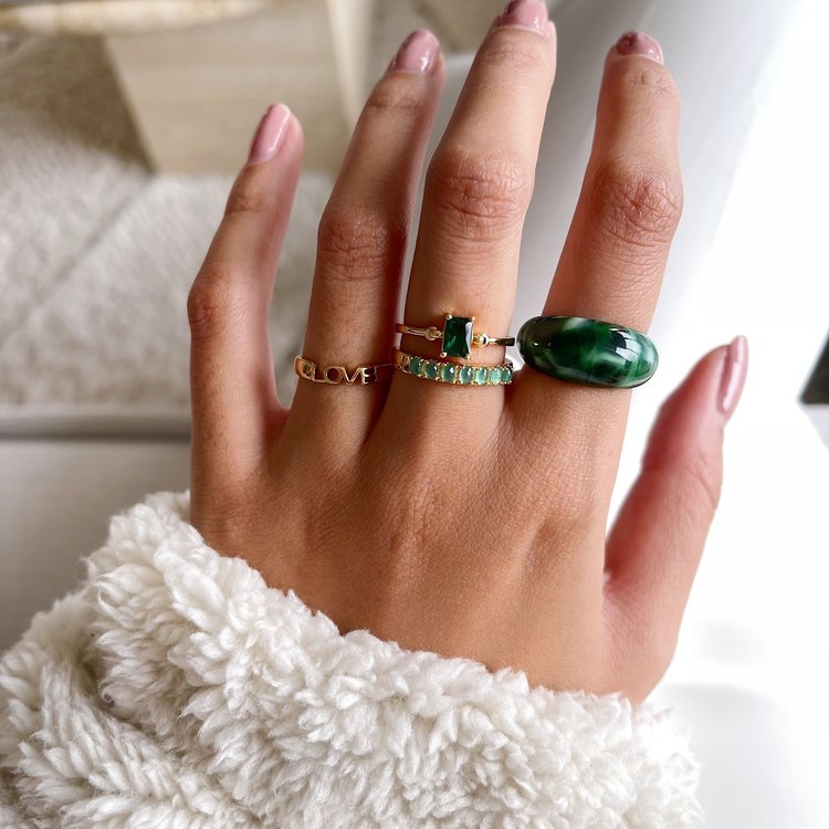 Gold Jewel Stone Ring / Green