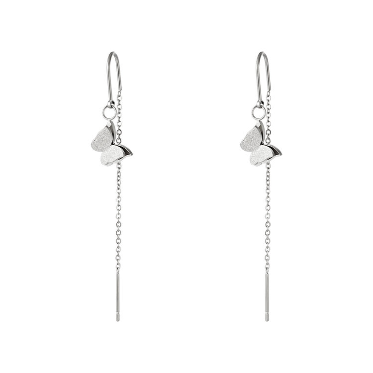 Silver Butterfly Dangle Earrings