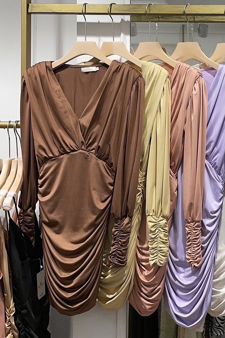 Mimmi Ruched Dress / Brown