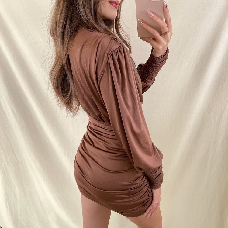Mimmi Ruched Dress / Brown