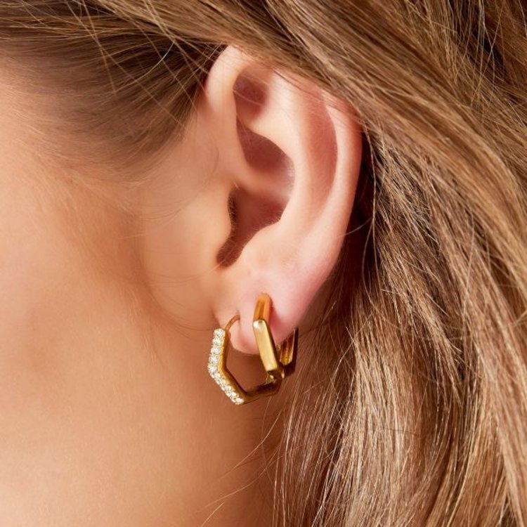 Gold Hexagon Sparkle Earrings