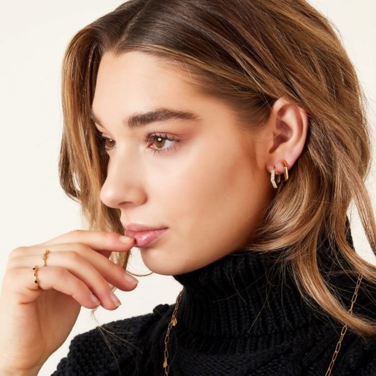 Gold Hexagon Sparkle Earrings