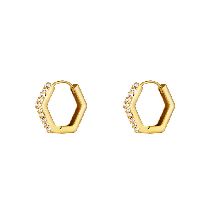 Gold Hexagon Sparkle Earrings