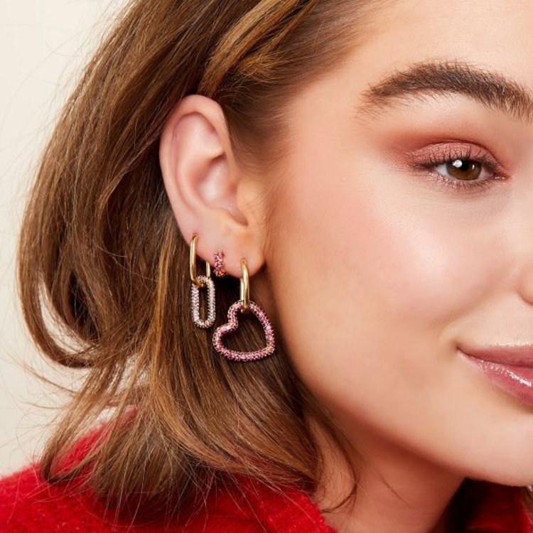 Silver Linked Heart Zircon Earrings