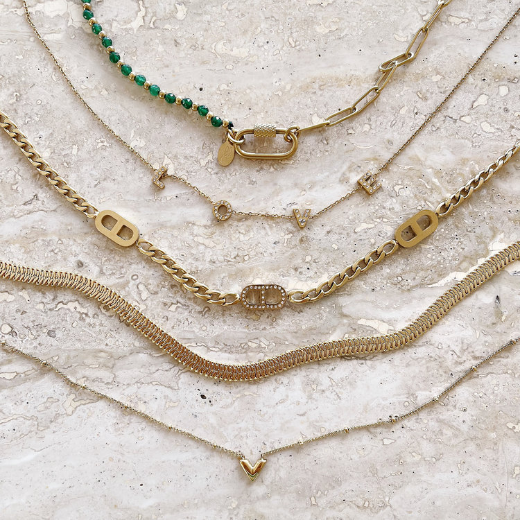 Gold Sparkle Interlink Chain Necklace