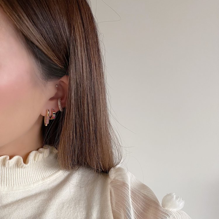 Gold Elegant Zircon Earrings / Red