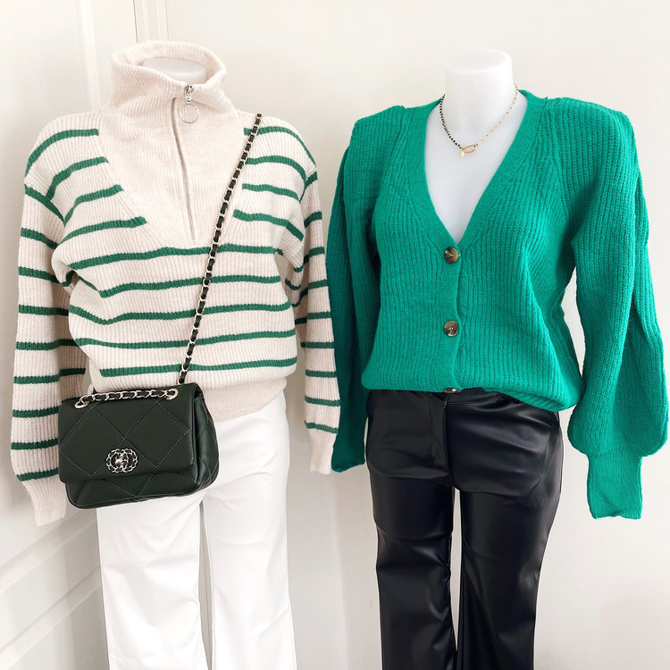 Jiony Button Knit Cardigan / Green