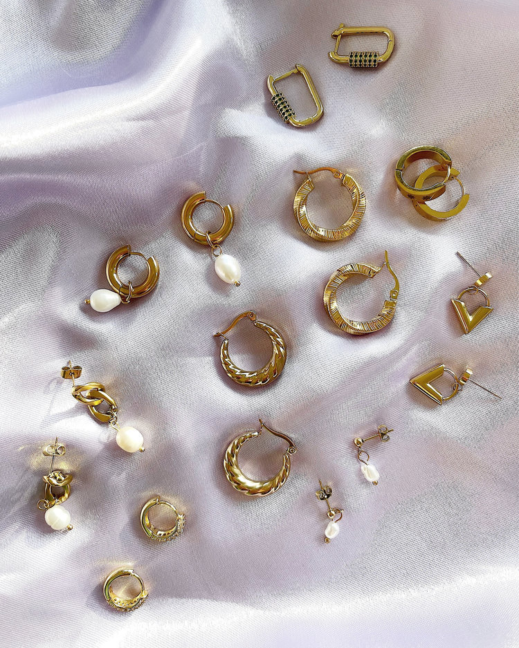 Gold Elegant Zircon Earrings / Green