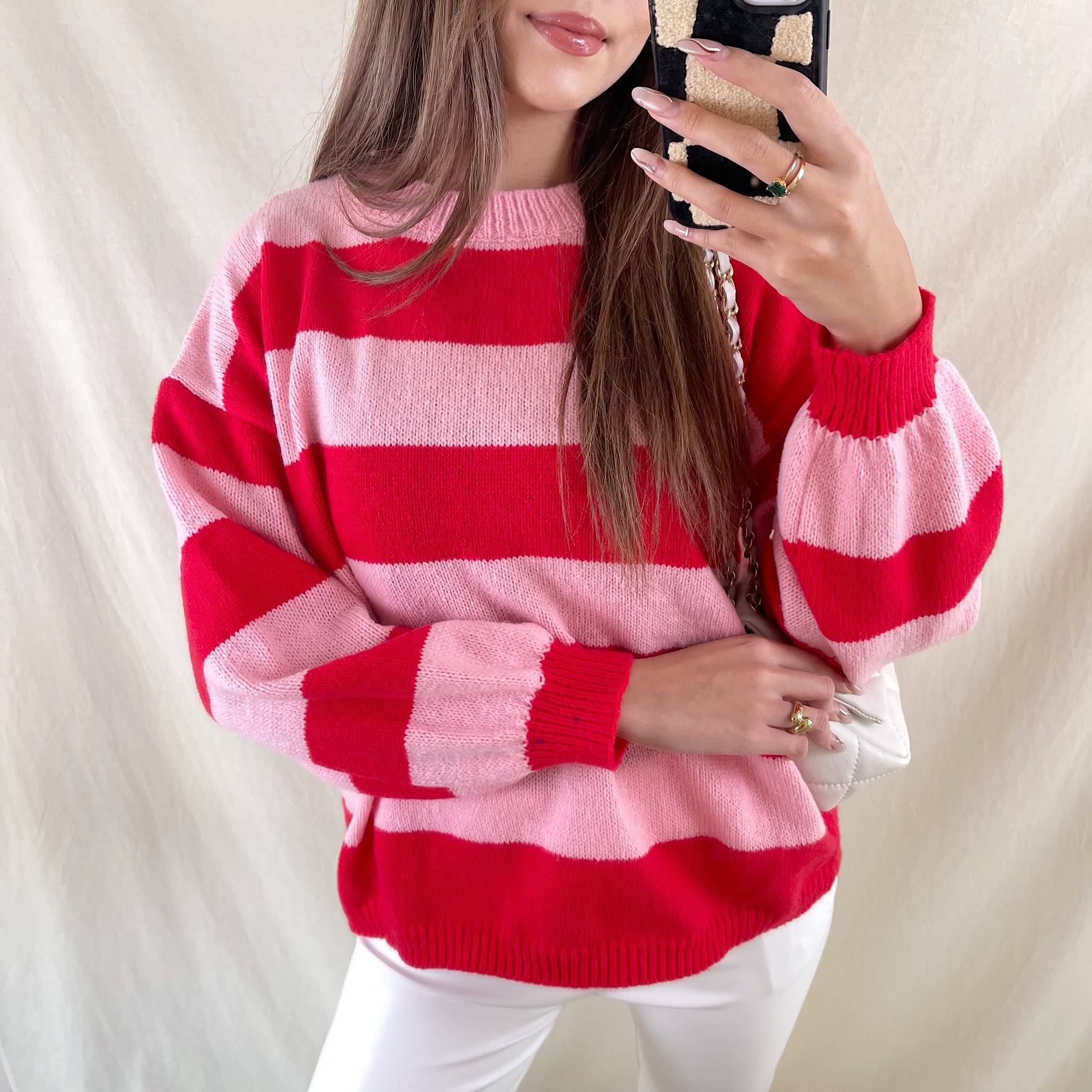Franky Striped Sweater / Red Pink - Hello My Love