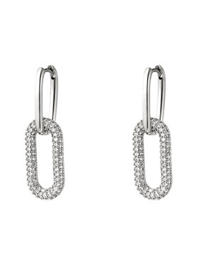Silver Linked Zircon Earrings / Large