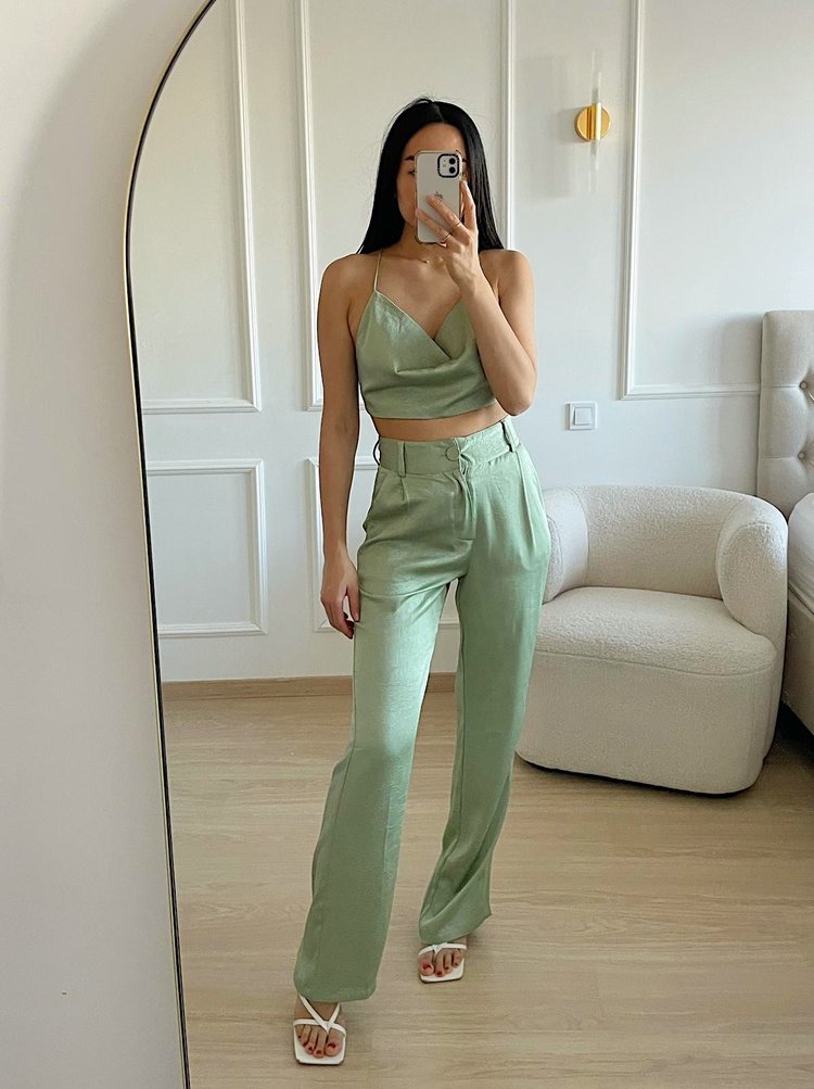 Ninette Silk Trousers / Light Green