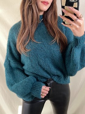 Caro Oversized Knit Sweater / Teal Blue