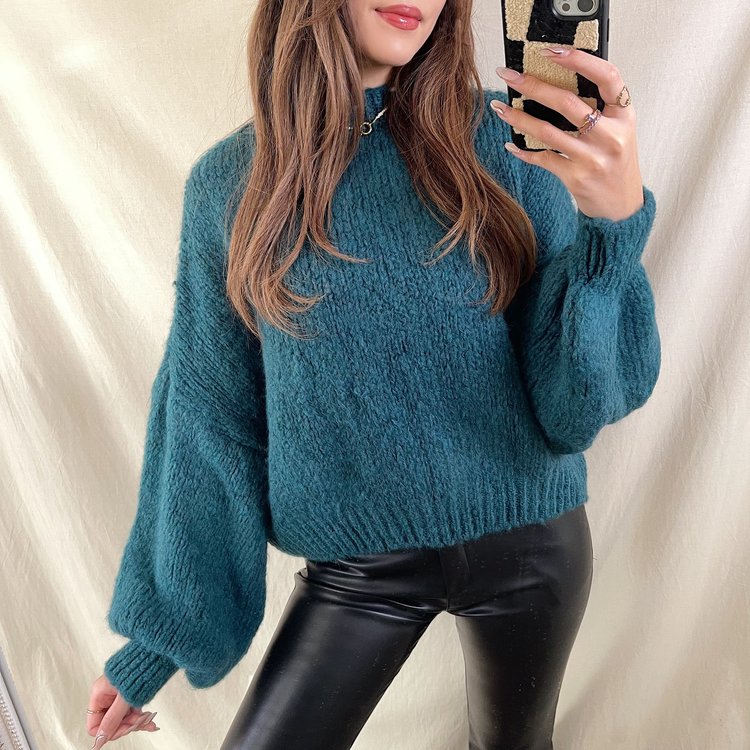 Caro Oversized Knit Sweater / Teal Blue
