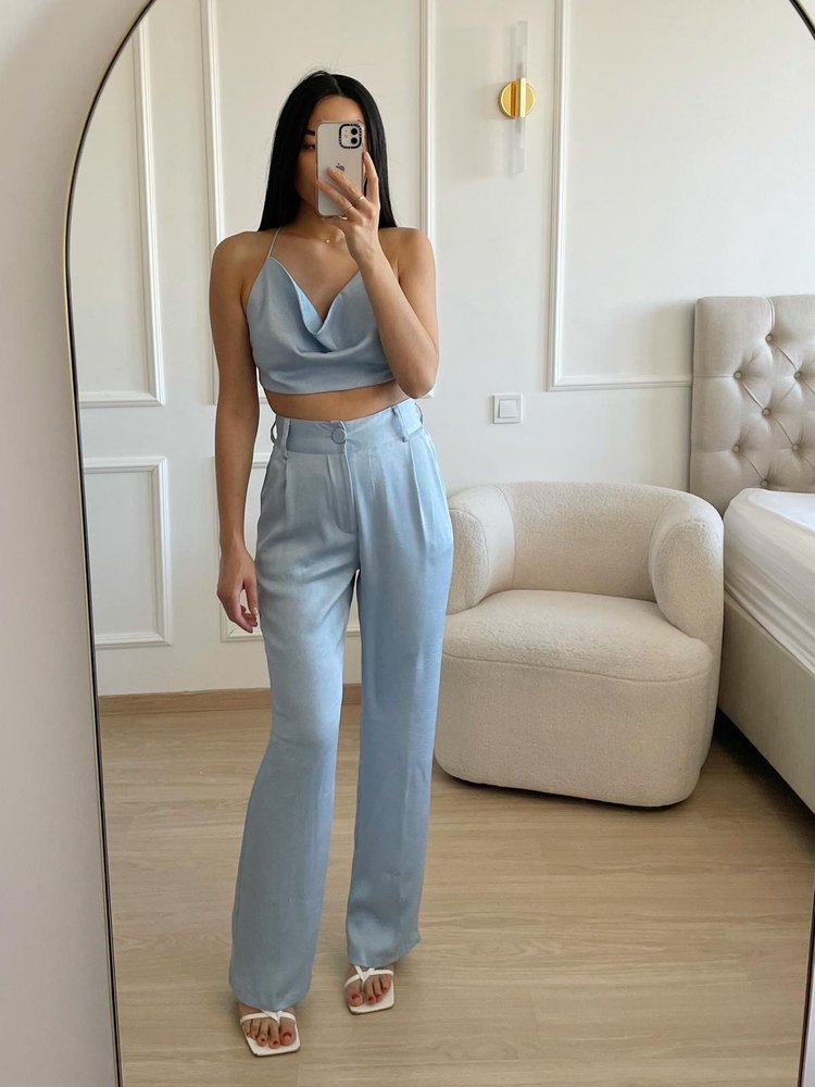 Ninette Silk Trousers / Light Blue