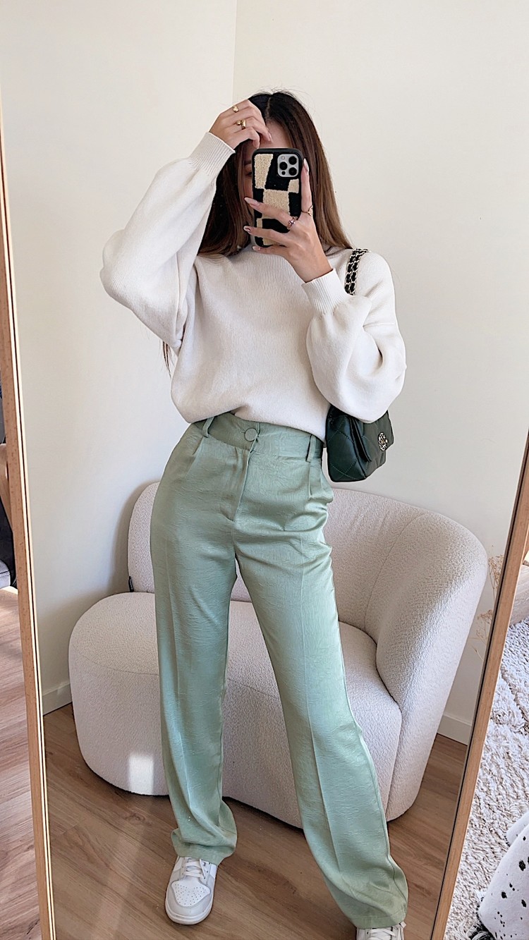 Ninette Silk Trousers / Light Green