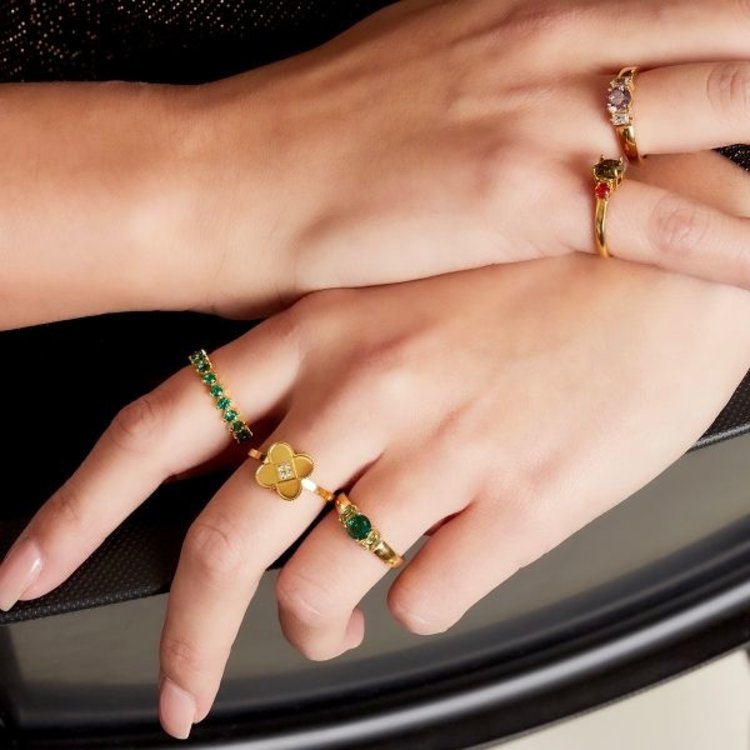 Gold Gem Stone Ring / Green