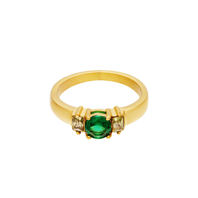 Gold Gem Stone Ring / Green