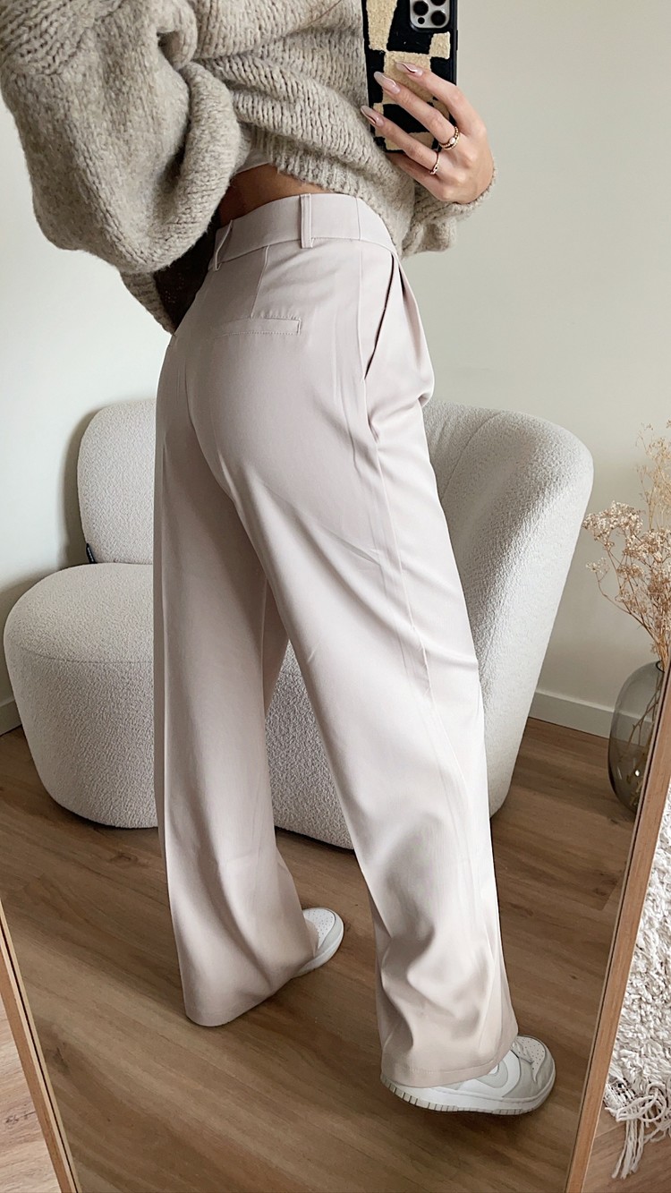 Krista Wide Leg Trousers / Beige