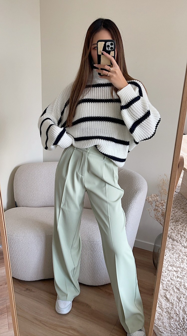 Krista Wide Leg Trousers / Light Green
