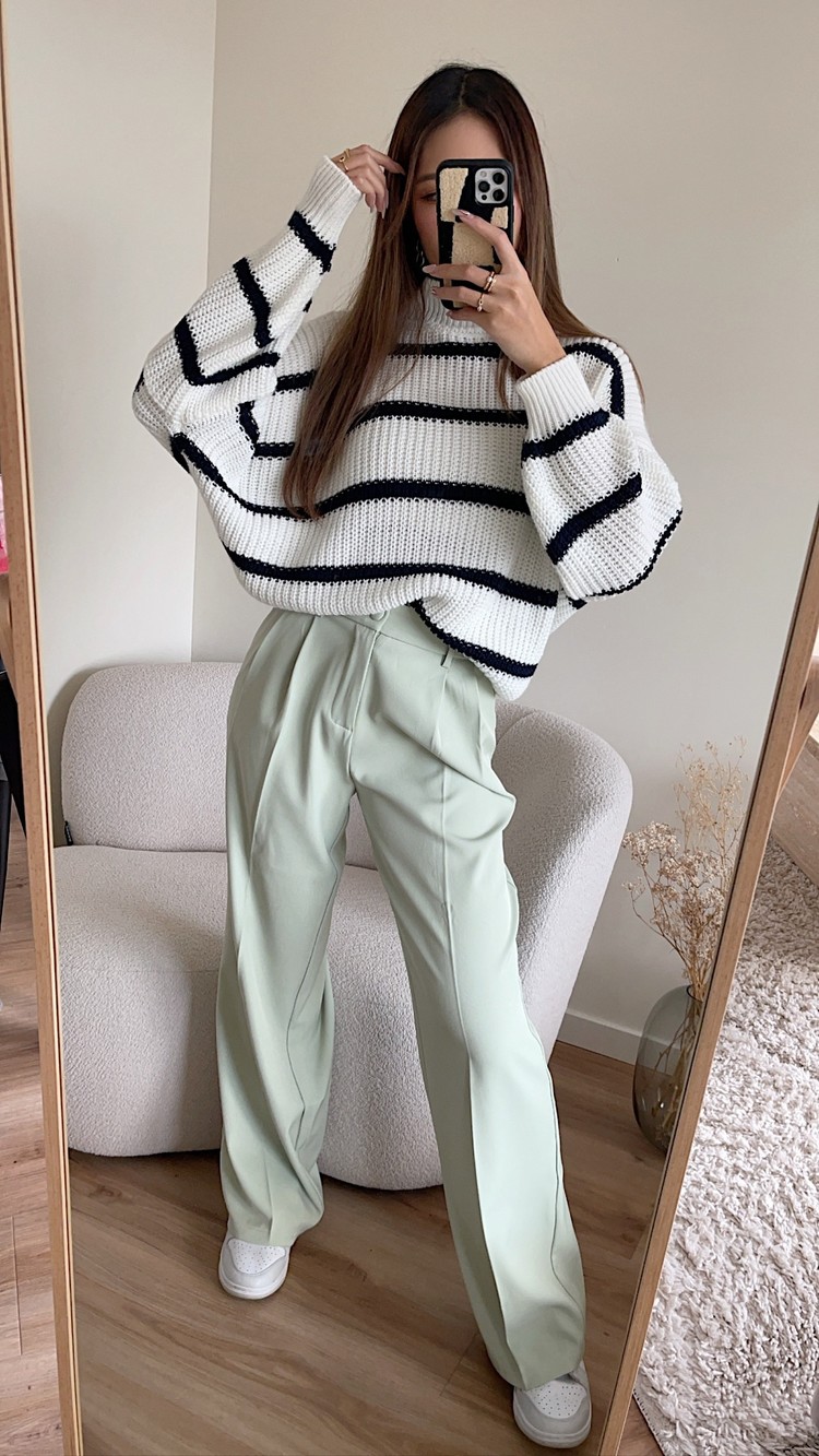 Krista Wide Leg Trousers / Light Green